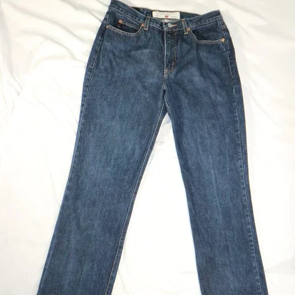 GUESS JEANS Bootleg Cut Dark Wash Blue Denim Jeans Sz 32 Men - Picture 3 of 13